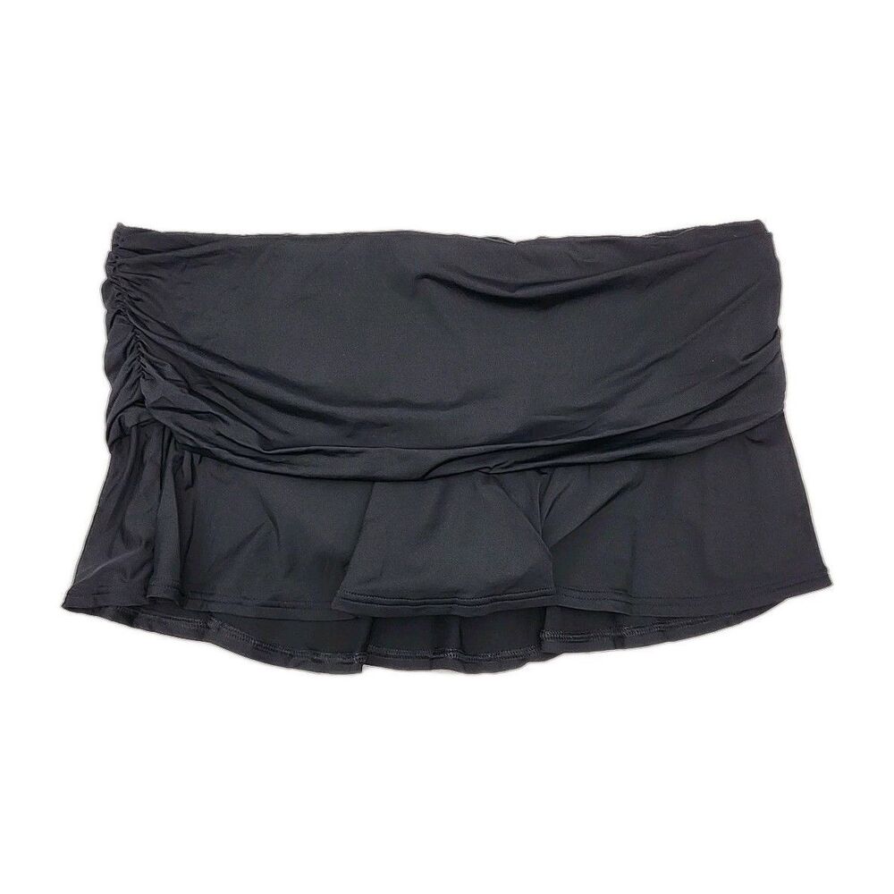 Lands End Swim Skirt Bottom Panty Lined Women Size 18 Black Ruffle Bathing Suit